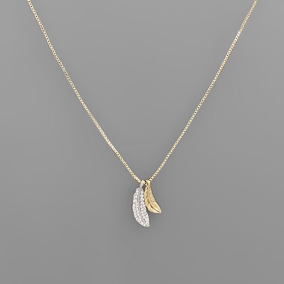 Cubic Zirconia Feather Necklace